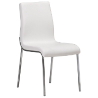 Byford Modern Dining Chair - Chrome Legs, White