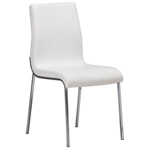 Byford Modern Dining Chair - Chrome Legs, White 