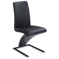 Brent Z-Shaped Dining Chair - Chrome Base, Black
