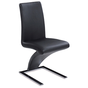 Brent Z-Shaped Dining Chair - Chrome Base, Black 