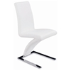 Brent Z-Shaped Dining Chair - Chrome Base, White 