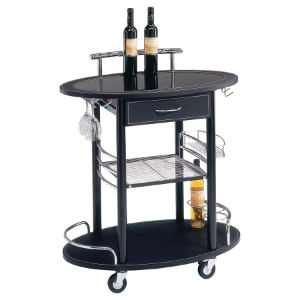 Minibar-04 Cart - Black, 1 Drawer 