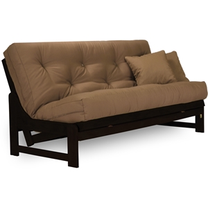Armless Arden Espresso Complete Sit and Sleep Futon Set - Wood Frame, Mattress Options 