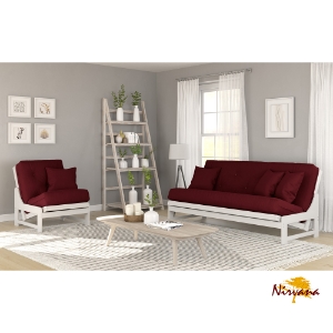 Arden White Full Size Futon & Chair Roomset 