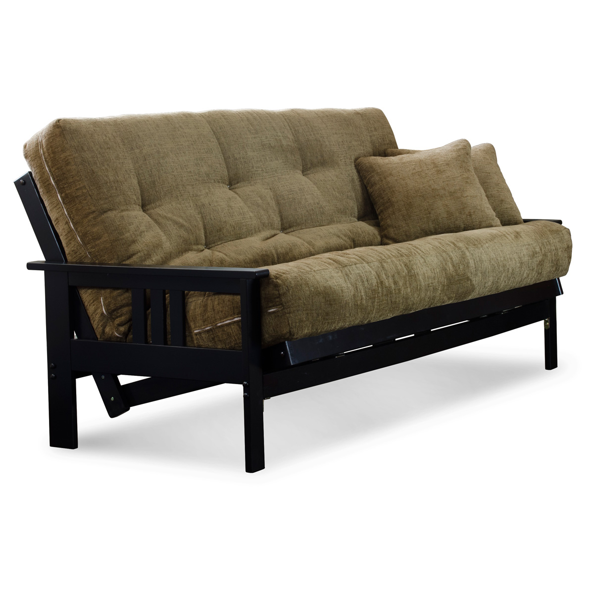 Orlando Full Size Wood Futon Set - Black, Designer Mattress Made in USA ...