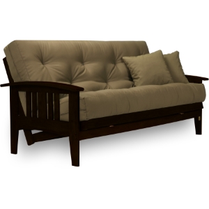 Westfield Dark Espresso Complete Futon Set - Rich Finish, Curved Arms, Frame and Mattress 