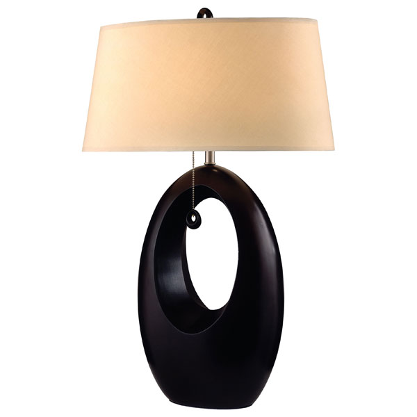 Portal Table Lamp in Dark Brown with Cream Shade 