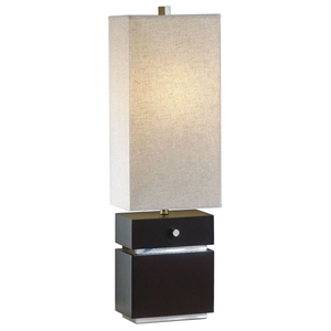 Waterfall Table Lamp with Oatmeal Fabric Shade 