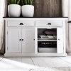 Halifax Contrast Buffet Table - 2 Drawers, Pure White, Black Top - NSOLO-B127CT