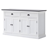 Halifax Contrast Buffet Table - 2 Drawers, Pure White, Black Top - NSOLO-B127CT