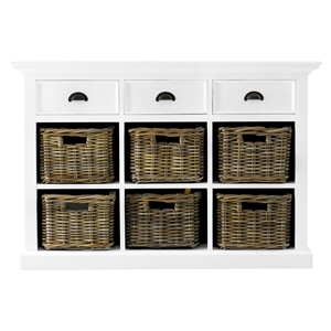 Halifax Buffet with 6 Baskets - Pure White 