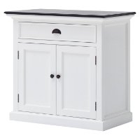 Halifax Contrast Buffet Table - Pure White, Black Top