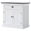 Halifax Contrast Buffet Table - Pure White, Black Top - NSOLO-B180CT