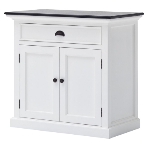 Halifax Contrast Buffet Table - Pure White, Black Top 