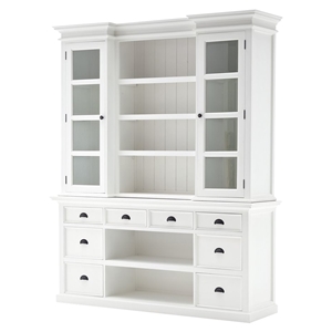 Halifax Library Hutch with Basket Set - Pure White 