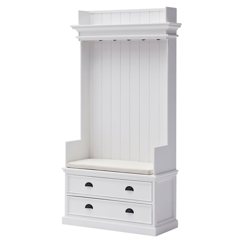 Coat Rack Bench Unit Halifax Entryway Coat Rack and Bench Unit - Cushion, Drawers, Pure ...