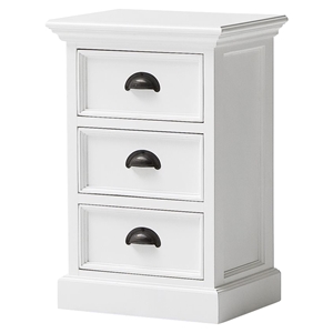 Halifax 3-Drawer Bedside Table - Pure White 