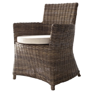 Wickerworks Bishop Dining Chair with Cushion - Natural Gray (Set of 2) 