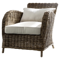 Wickerworks Knight Chair with Cushions - Natural Gray