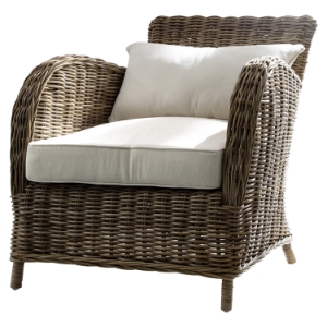 Wickerworks Knight Chair with Cushions - Natural Gray 