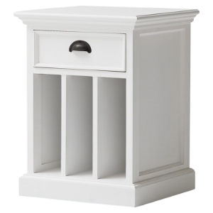 Halifax Bedside Table - 2 Dividers, Pure White 