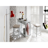 Halifax Kitchen Island and Stools with Cushions - Pure White