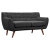 Ida Button Tufted Upholstery Loveseat- Charcoal Gray - NYEK-223322