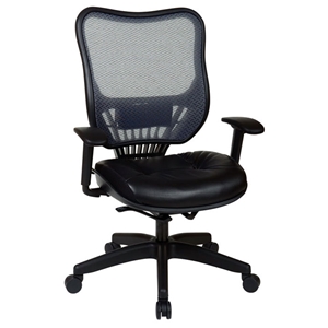 Space Seating 18 Series Light AirGrid Back and Leather Seat Executive Chair 