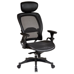 Space Seating 27 Series Professional Black Mesh Office Chair with Adjustable Headrest 