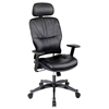 Space Seating 29 Series Black Leather Manager's Chair with Adjustable Headrest - OSP-29008