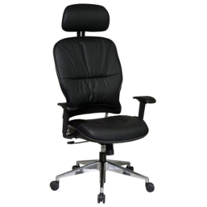 Space Seating 32 Series Black Leather 2-Way Adjustable Headrest Manager's Chair 