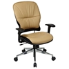 Space Seating 32 Series Taupe Leather Manager's Chair with Polished Aluminum Base - OSP-32-88P918P