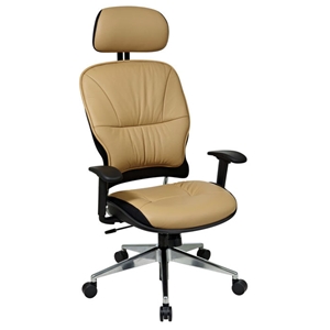 Space Seating 32 Series Taupe Leather 2-Way Adjustable Headrest Managers Chair 