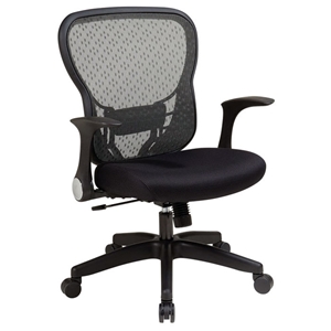 Space Seating 529 Series Deluxe Black R2 SpaceGrid Back Office Chair with Flip Armrests 