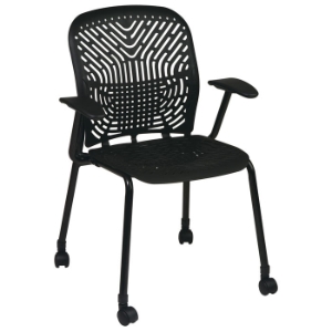 Space Seating 801 Series Deluxe SpaceFlex Visitor's Chair with Casters and Armrests (Set of 2) 