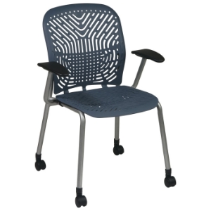 Space Seating 801 Series Deluxe SpaceFlex Platinum Frame Visitors Chair with Casters and Armrests (Set of 2) 