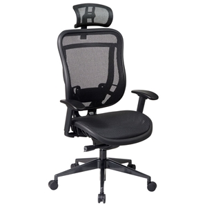 Space Seating 818 Series Executive High Back Mesh Office Chair with Adjustable Headrest 
