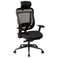 Space Seating 818 Series Executive Black Office Chair with Adjustable Headrest