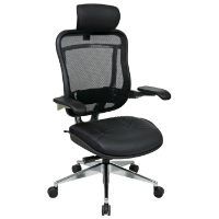 Space Seating 818A Series Executive High Back Leather Seat and Headrest Office Chair