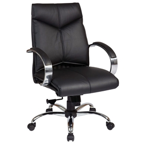 Pro-Line II 8201 - Deluxe Mid Back Leather Office Chair with Curved Padded Arms 