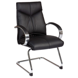 Pro-Line II 8205 - Deluxe Black Leather Visitor's Chair with Chrome Sled Base 
