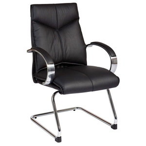 Pro-Line II 8205 - Deluxe Black Leather Visitors Chair with Chrome Sled Base 