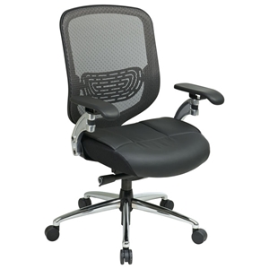 Space Seating 829 Series Breathable Mesh Back with Leather Seat Office Chair 