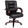 Pro-Line II 8501 - Deluxe Mid Back Leather Executive Chair with Mahogany Finished Base - OSP-8501