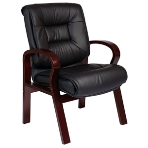 Pro-Line II 8505 - Deluxe Leather Visitors Chair with Wood Legs 