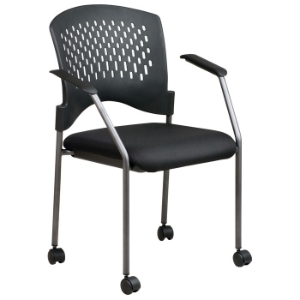 Pro-Line II Stacking Ventilated Back Rolling Visitor's Chair with Nylon Arms 