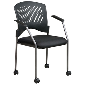 Pro-Line II Stacking Ventilated Back Rolling Visitors Chair with Nylon Arms 