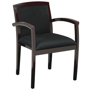 Kenwood Mahogany Finished Guest Chair with Black Fabric Seat and Back Upholstery (Set of 2) 