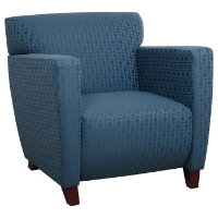 Contemporary Club Chair with Cherry Finished Feet