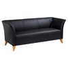 Black Leather Sofa with Custom Finish Feet - OSP-SL15X3